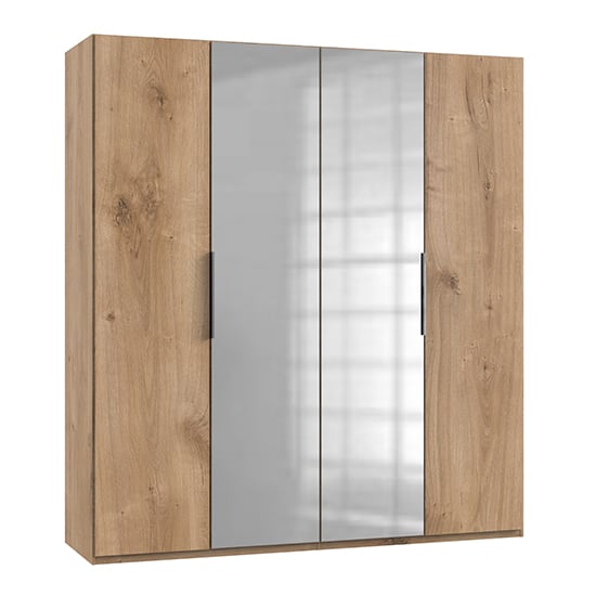 Read more about Alkes mirrored wardrobe in planked oak with 4 doors