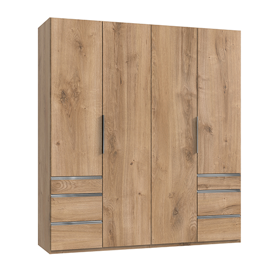 Read more about Alkes wooden wardrobe in planked oak with 4 doors 6 drawers