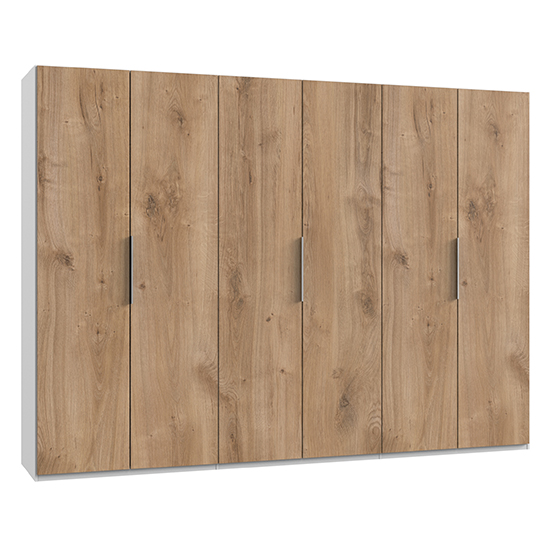 Read more about Alkes wooden wardrobe in planked oak and white with 6 doors