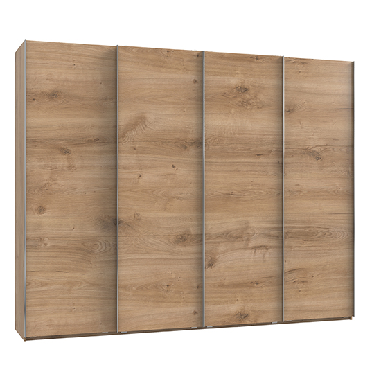 Read more about Alkesia wooden sliding 4 doors wardrobe in planked oak
