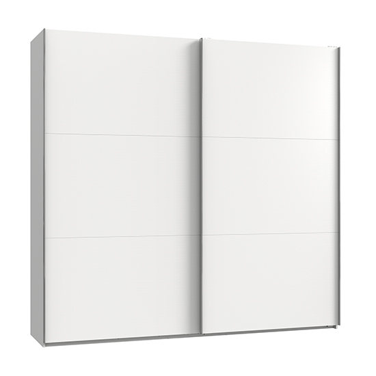 Read more about Alkesia wooden sliding door wide wardrobe in white