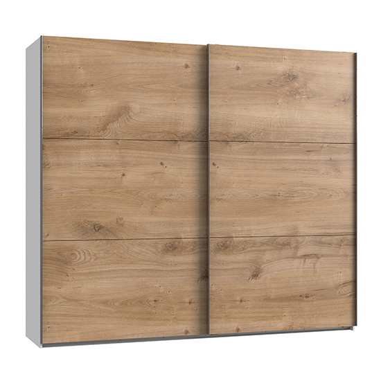 Read more about Alkesu wooden sliding door wardrobe in planked oak white