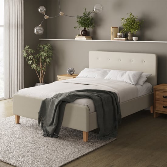 Product photograph of Alkham Fabric Double Bed In Natural from Furniture in Fashion