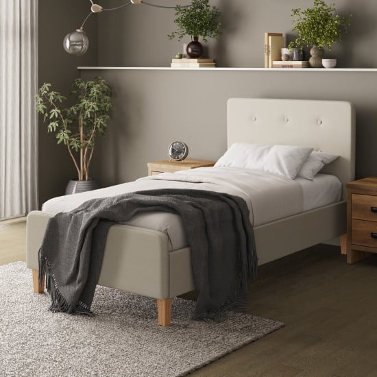 Product photograph of Alkham Fabric Single Bed In Natural from Furniture in Fashion