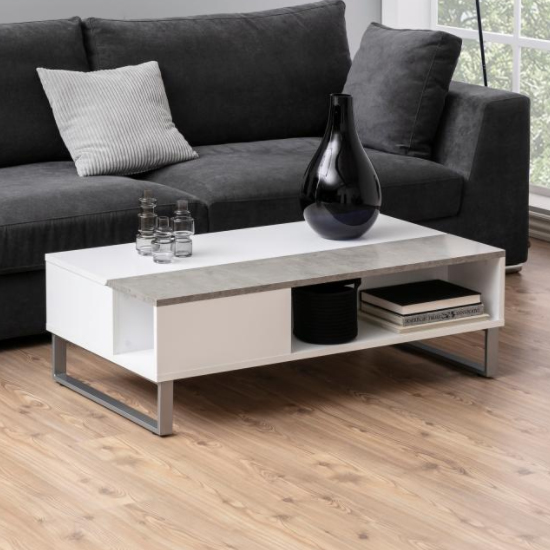 Read more about Allegan wooden lift-up coffee table in white and concrete effect