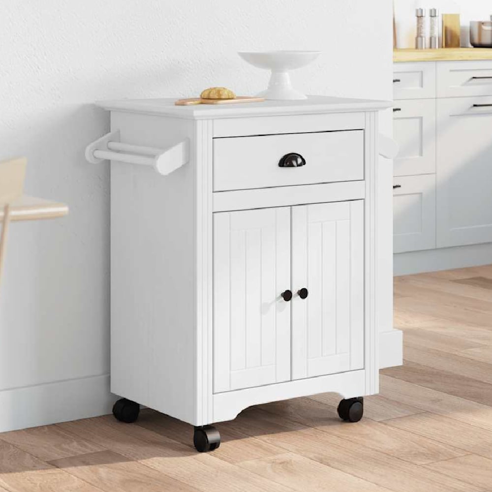 Read more about Allegan wooden kitchen trolley with 2 doors in white