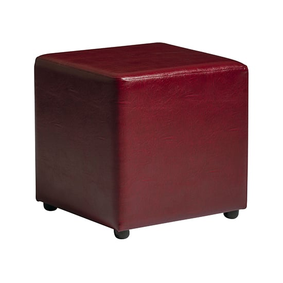 Read more about Allen cube faux leather stool in lascari vintage red