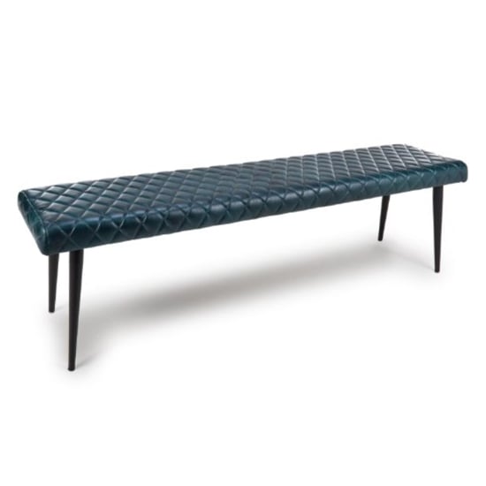 Read more about Allen genuine buffalo leather dining bench in blue
