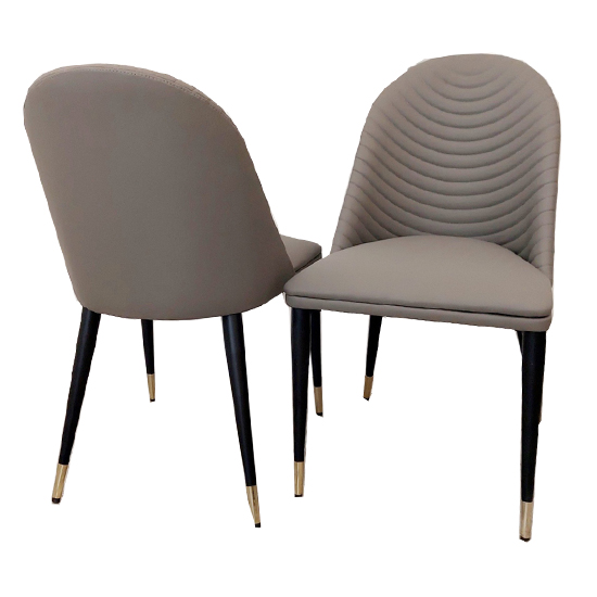 Product photograph of Allen Grey Faux Leather Dining Chairs With Black Legs In Pair from Furniture in Fashion