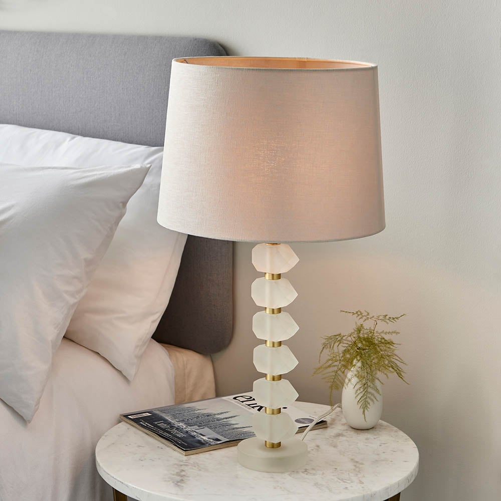 Read more about Allen natural fabric shade table lamp in brushed gold