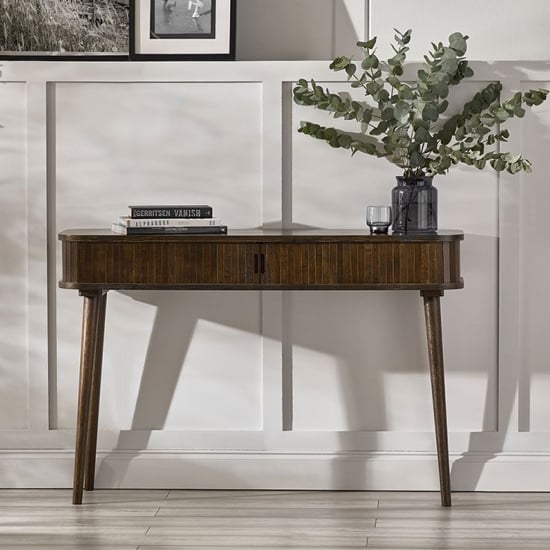 Product photograph of Allen Wooden Console Table With Storage In Dark Oak from Furniture in Fashion