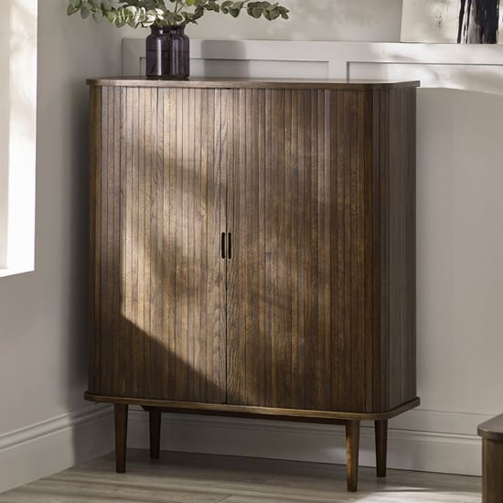 Product photograph of Allen Wooden Drinks Cabinet With 2 Sliding Doors In Dark Oak from Furniture in Fashion