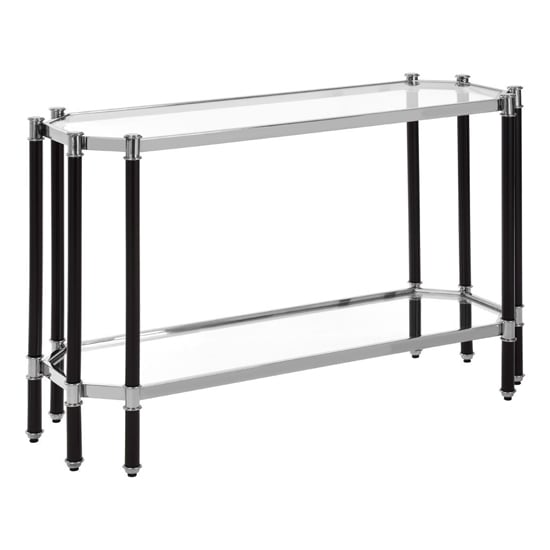 Read more about Allessa clear glass console table with black and silver frame