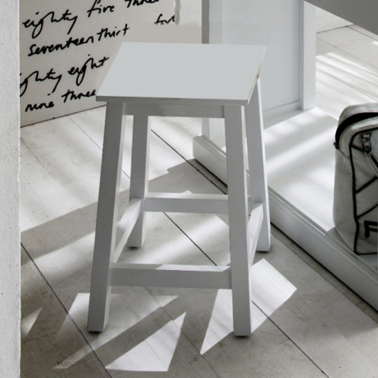 Read more about Allthorp wooden kitchen stool in classic white