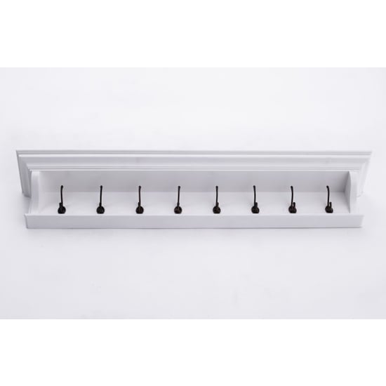 Product photograph of Allthorp Wooden Coat Rack In Classic White With 8 Hooks from Furniture in Fashion