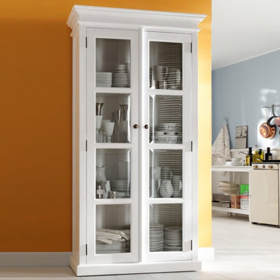 Read more about Allthorp wooden double door display cabinet in classic white
