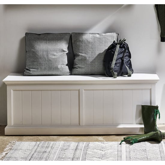 Read more about Allthorp wooden hallway storage bench in classic white