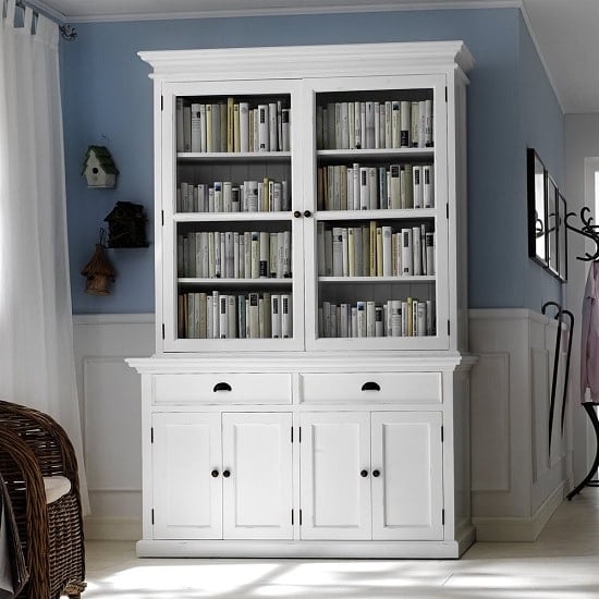 Read more about Allthorp solid wood glass display cabinet in white with 6 doors
