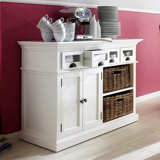 Read more about Allthorp solid wood sideboard in white with 2 doors 4 drawers