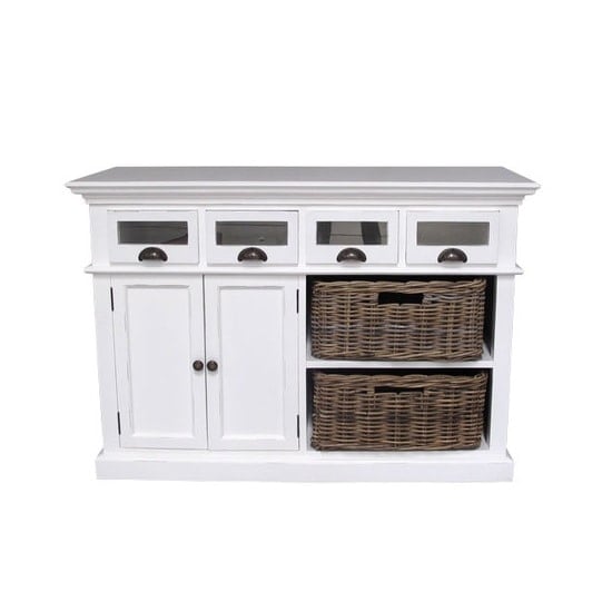 Allthorp Solid Wood Sideboard In White With 2 Doors 4 Drawers ...