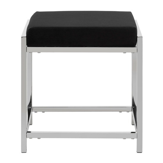 Read more about Alluras black velvet stool with silver metal frame