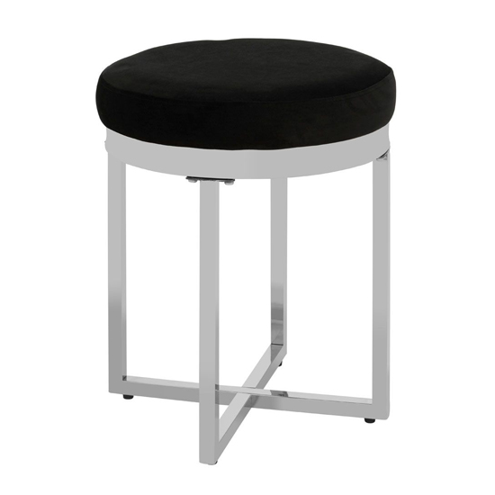 Read more about Alluras black velvet stool with silver stainless steel frame
