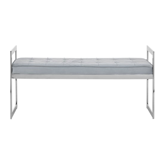 Product photograph of Alluras Blue Velvet Seating Bench With Silver Frame from Furniture in Fashion
