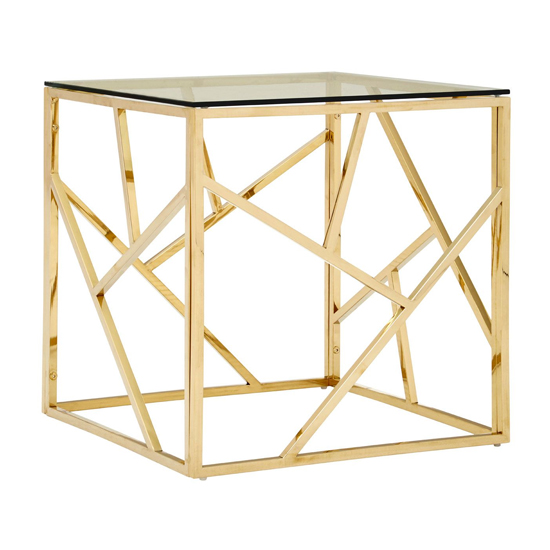 Read more about Alluras clear glass end table with champagne gold frame