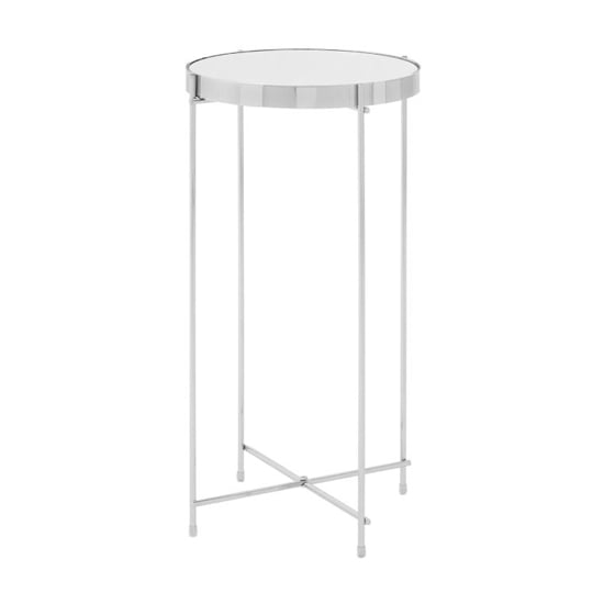 Product photograph of Alluras Tall Silver Glass Side Table With Chrome Frame from Furniture in Fashion