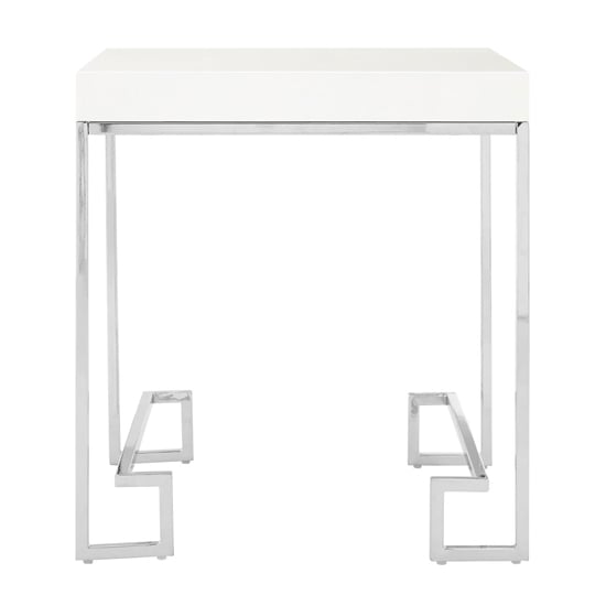 Alluras End Table In Chrome With High Gloss White Top