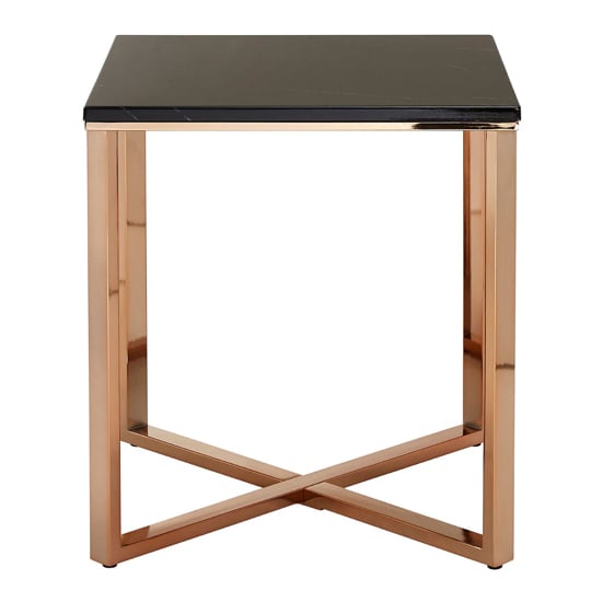 Product photograph of Alluras Square End Table With Black Faux Marble Top from Furniture in Fashion