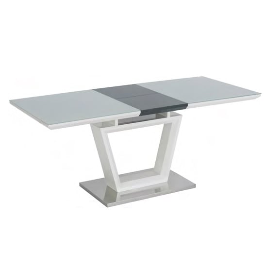 Product photograph of Atmiro Glass Extending Dining Table In White And Grey Gloss from Furniture in Fashion