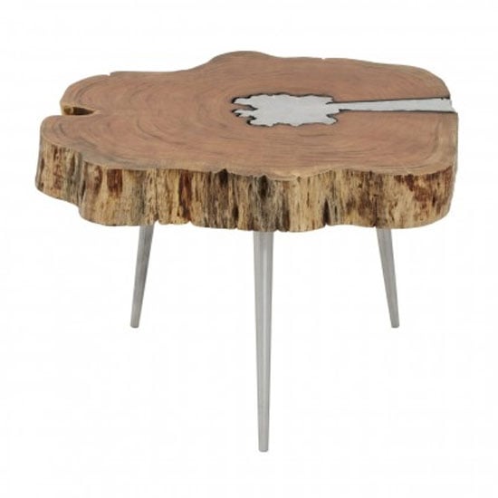 Photo of Almory wooden coffee table in natural and silver