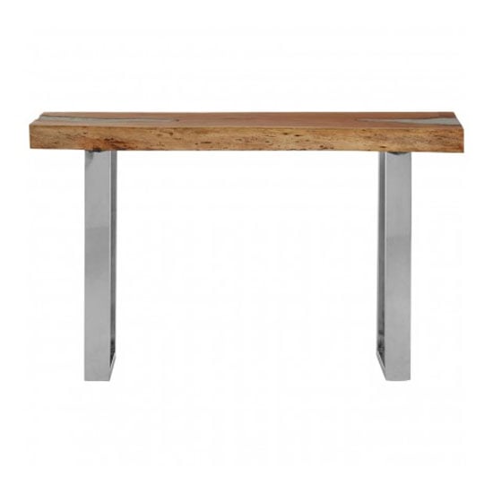Product photograph of Almory Wooden Console Table In Natural And Silver from Furniture in Fashion