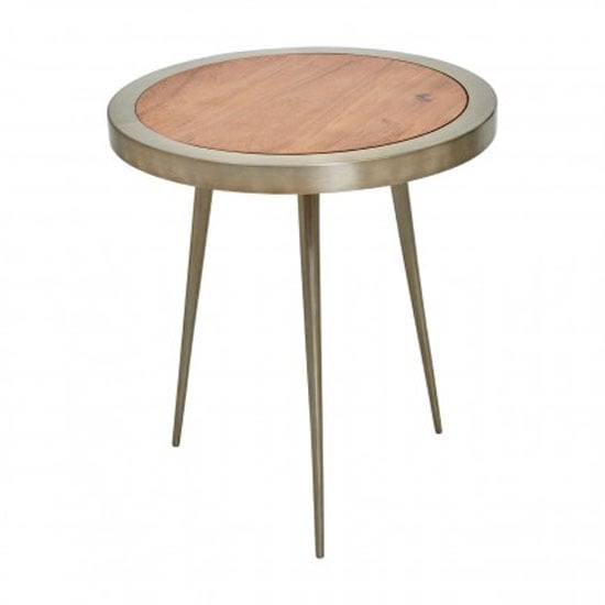 Read more about Almory round medium wooden coffee table in natural and gold
