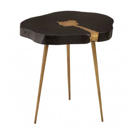 Photo of Almory wooden side table in black and gold