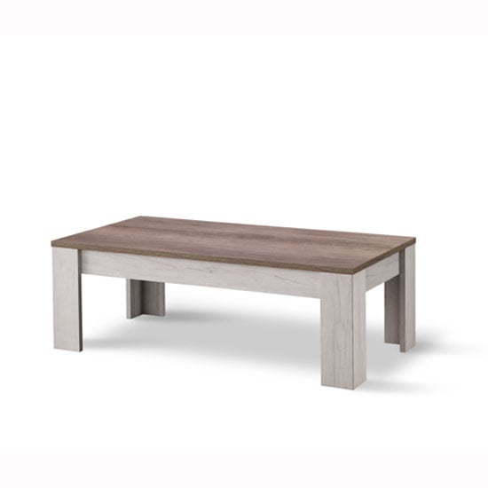 Product photograph of Alpina Coffee Table Rectangular In Oak And Distressed Effect Top from Furniture in Fashion