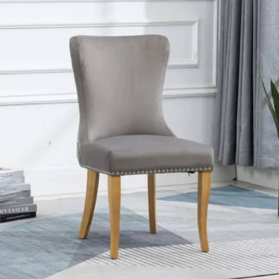 alpine fabric dining chair in steel grey with oak wooden legs