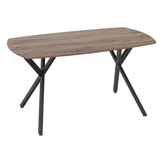Photo of Alsip wooden dining table in medium oak effect and black