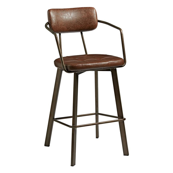 Photo of Alstan faux leather bar stool in vintage brown