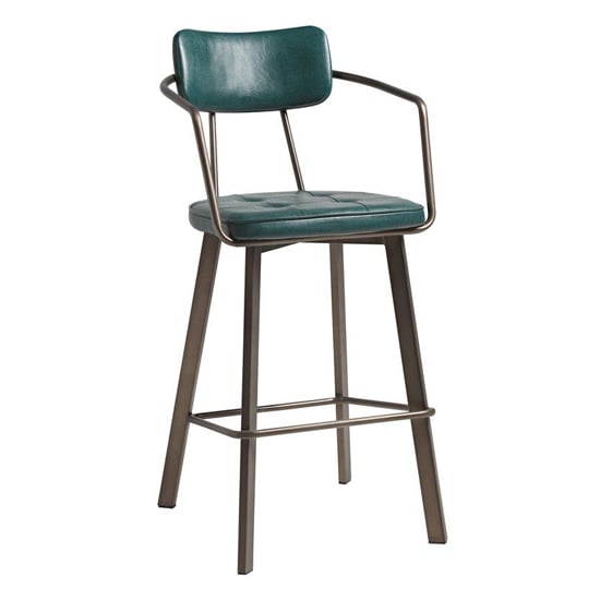 Read more about Alstan faux leather bar stool in vintage teal