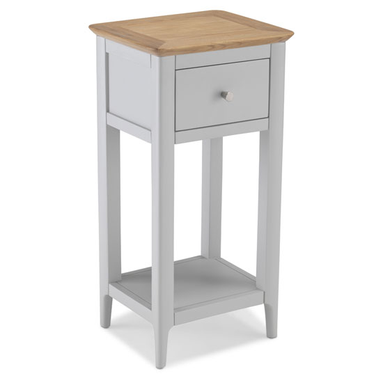 Read more about Hematic wooden lamp table in solid oak and grey
