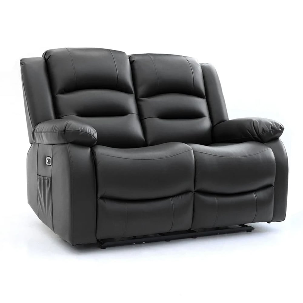 alta faux leather electric recliner 2 seater sofa in black