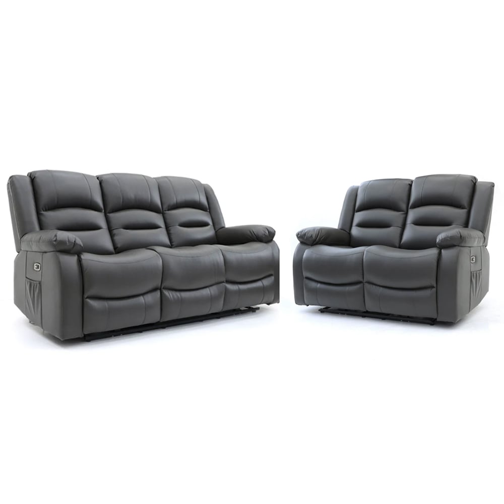 alta faux leather electric recliner 3+2 seater sofa set in grey