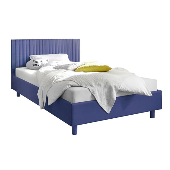 Product photograph of Altair Blue Fabric King Size Bed With Stripes Headboard from Furniture in Fashion