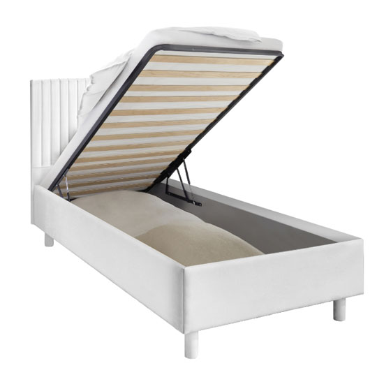 Altair Faux Leather Small Double Bed In Matt White FiF