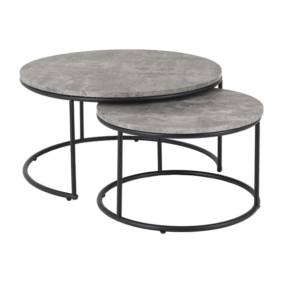 Read more about Alsip round wooden set of 2 coffee table in concrete effect