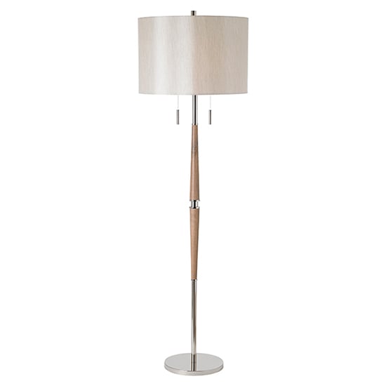 Product photograph of Altesse Natural Faux Shade Floor Lamp In Polished Nickel from Furniture in Fashion