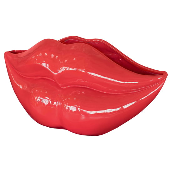 Product photograph of Alton Resin Lips Planter Sculpture In Red from Furniture in Fashion
