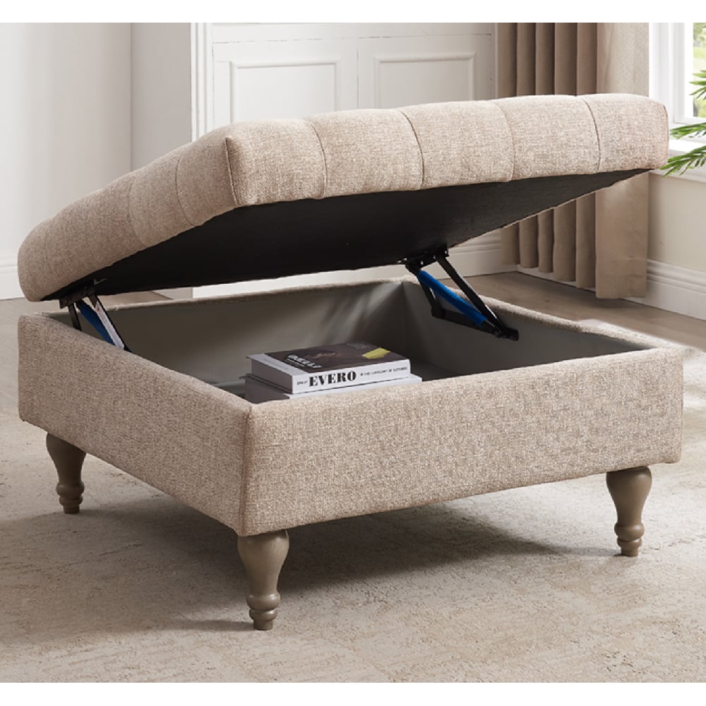 Read more about Altoona fabric foot stool with oak legs in biscuit